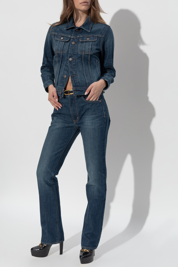 コート TOM FORD Woman Coat Blue CP1620FAX1293 HB997 TRENCH COAT WITH LEATHER UNDERCOLLAR | Tom Ford Fashion